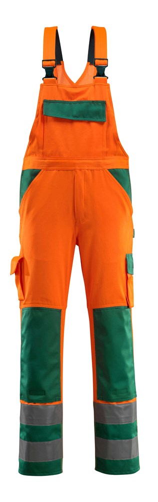 Amerikaanse overall met kniezakken - hi-vis oranje/groen