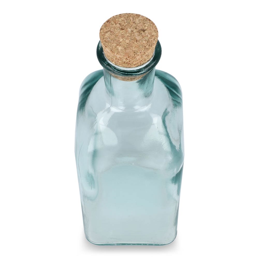 InSideOut Vierkante Gerecycled glas Waterfles ReuuZ met kurkstop 500ml