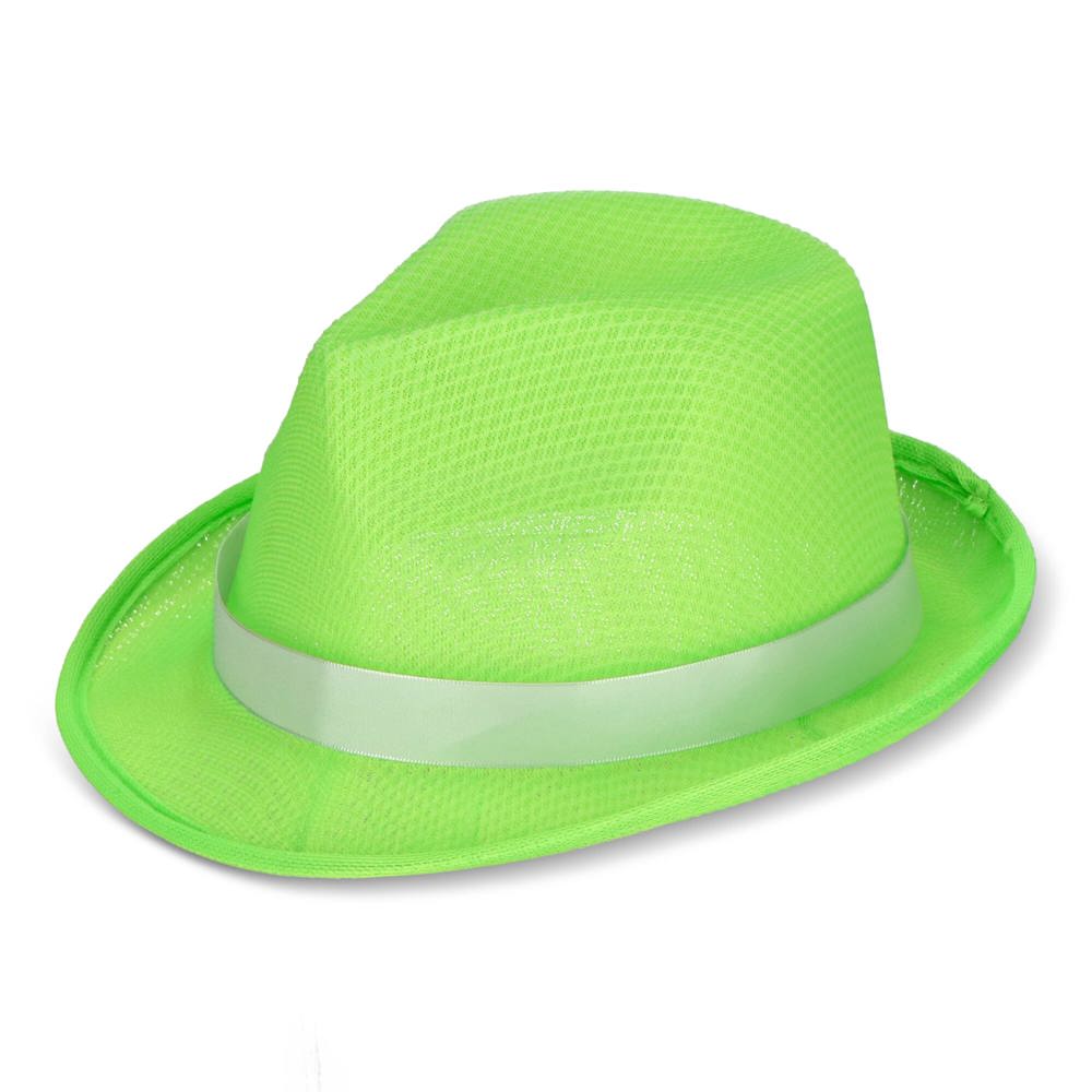 Polyester hoed met band - Lichtgroen