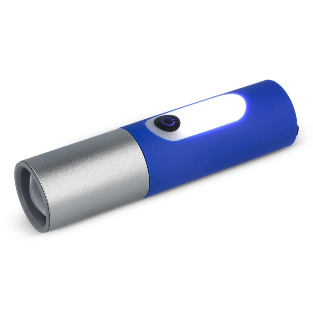 Oplaadbare 10 W LED-zaklamp met zoomfunctie 300 lm - Blauw