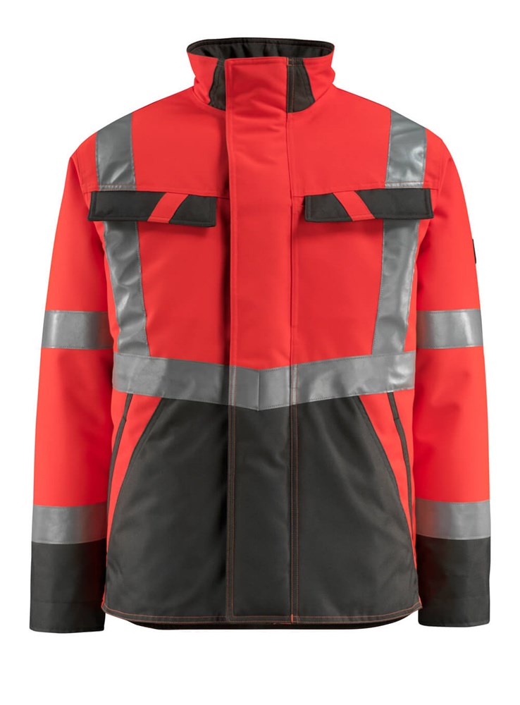 Winterjas - hi-vis rood/donkerantraciet