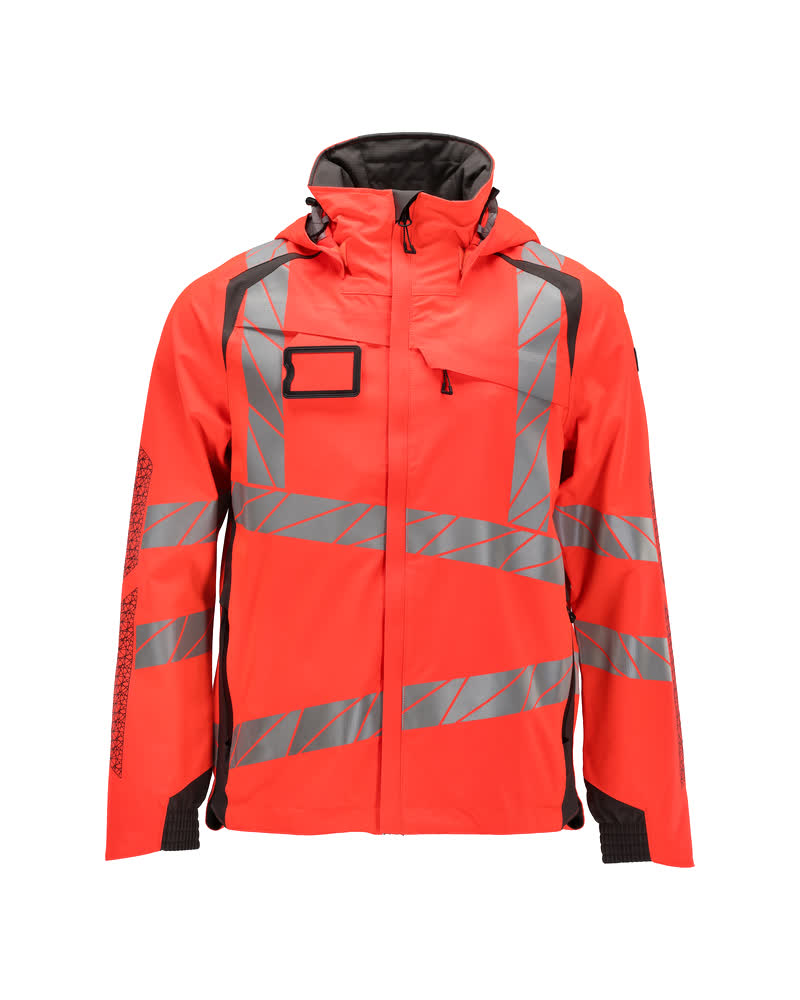 Shell jas - hi-vis rood/donkerantraciet
