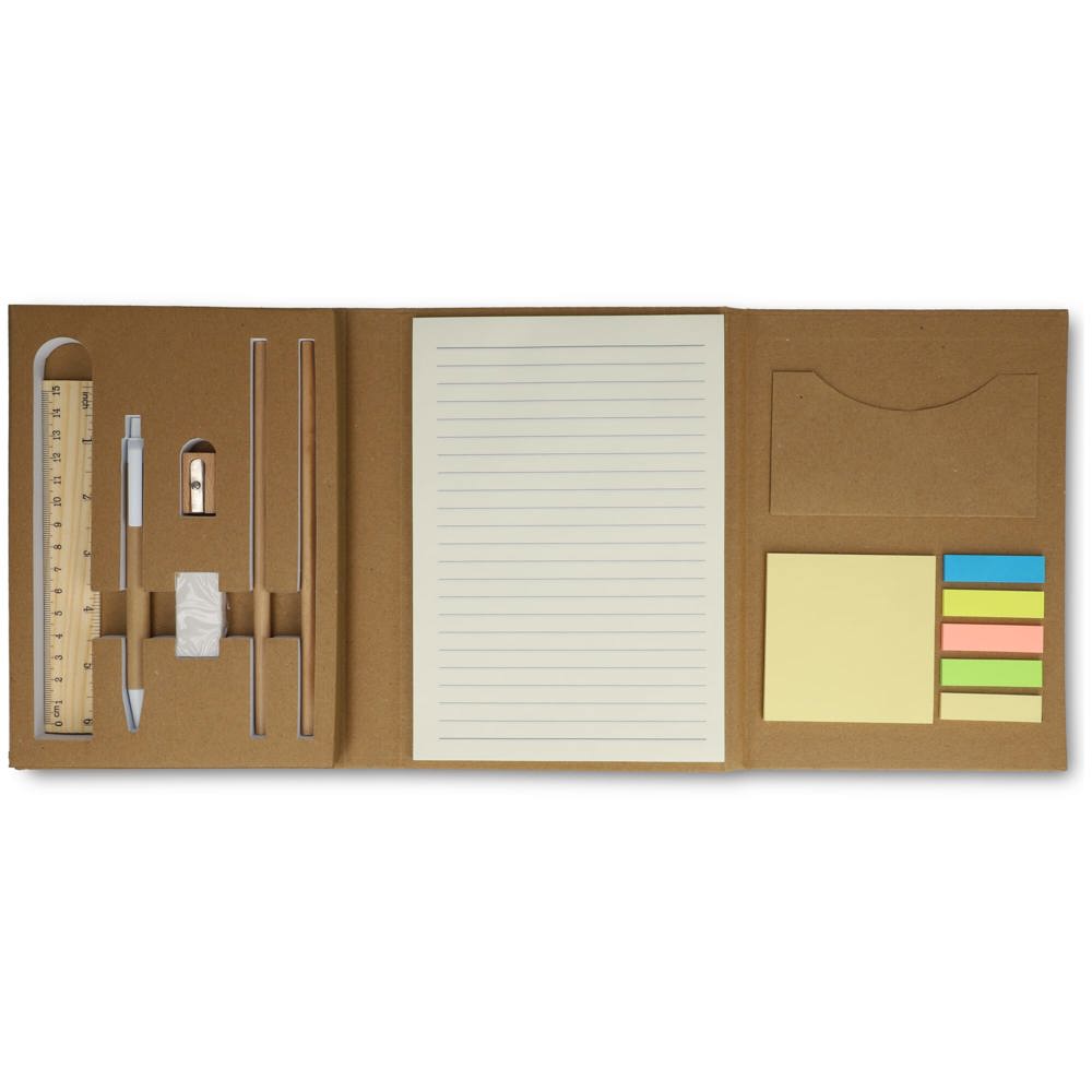Drievoudige stationaire set van gerecycled papier