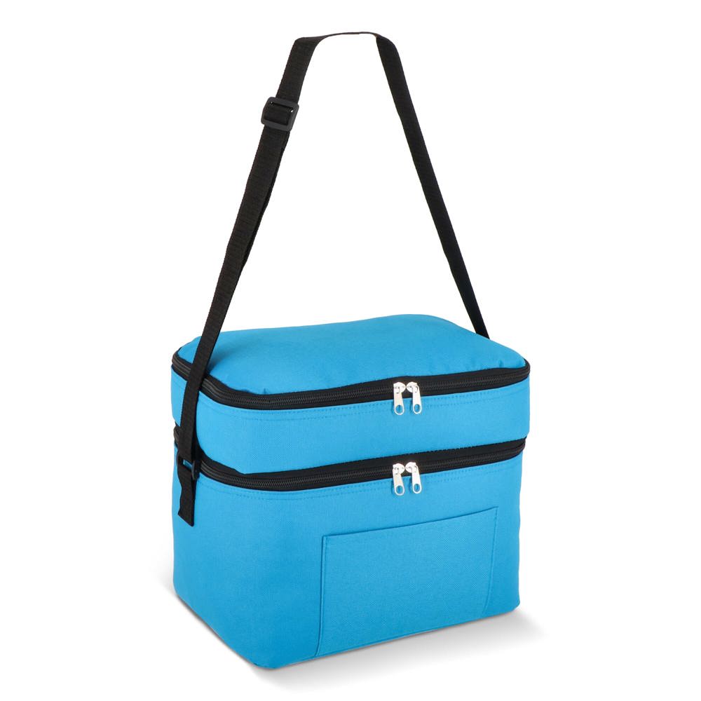 R-PET 600D koeltas met dubbele compartimenten, 30 x 20 x 24 cm, 12L - Lichtblauw