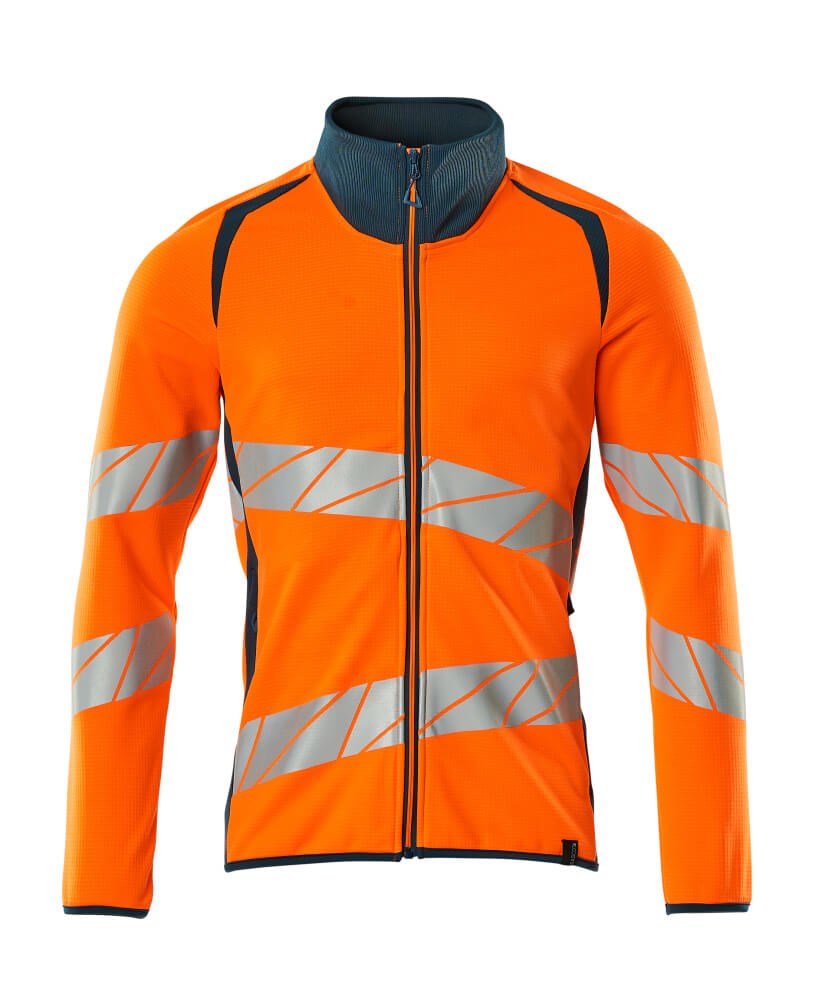Sweatshirt met rits - hi-vis oranje/donkerpetrol