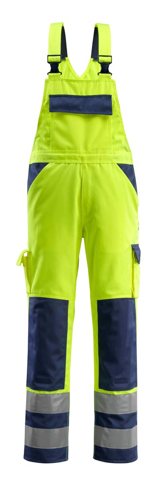 Amerikaanse overall met kniezakken - hi-vis geel/marine