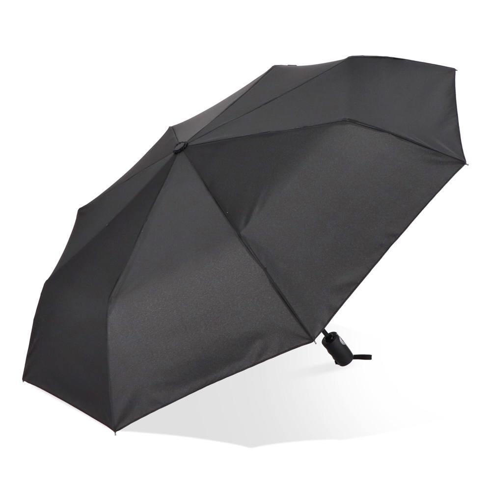 Taman Pongee 21" Opvouwbare winddichte paraplu Auto open &amp; close - Zwart