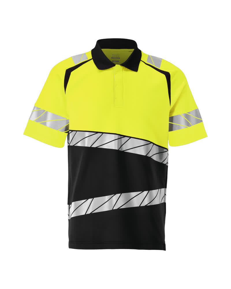 Poloshirt - zwart/hi-vis geel