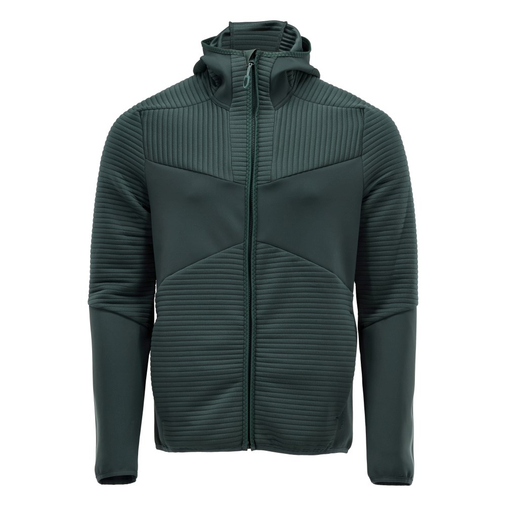 Fleece capuchontrui met rits - bosgroen
