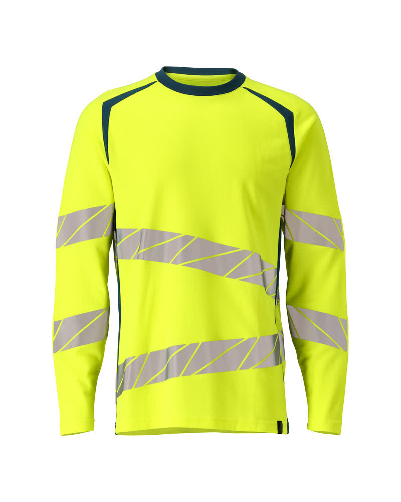 T-shirt, met lange mouwen - hi-vis geel/donkerpetrol