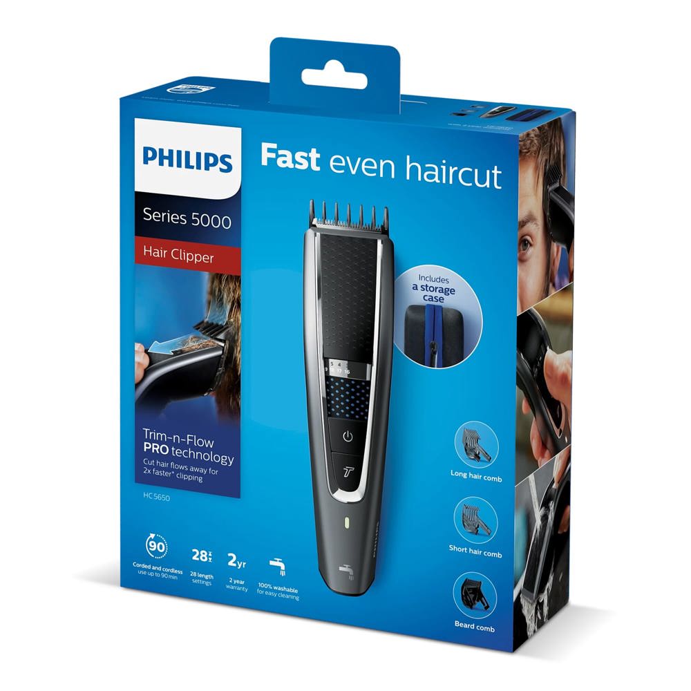 HC7650|Philips snoerloze afspoelbare tondeuse met accessoires