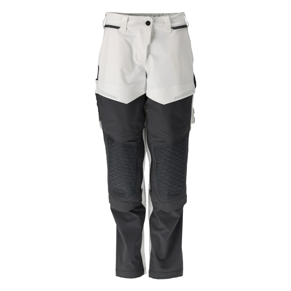 Broek met kniezakken, schilder - wit/steengrijs