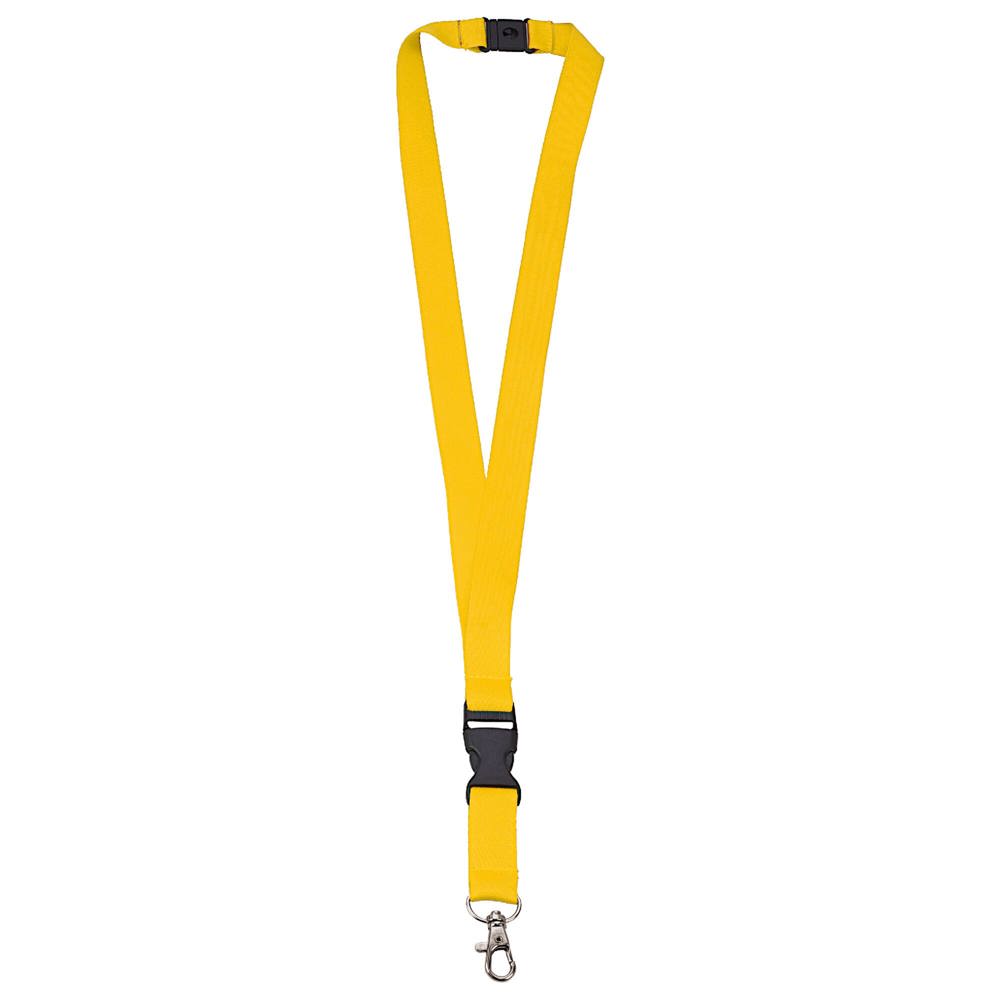 Polyester lanyard 20 mm met gesp en haak - Yellow 012C