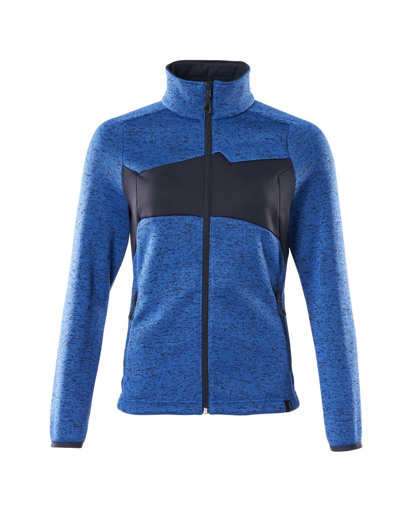 Gebreide trui met rits - helder blauw/donkermarine