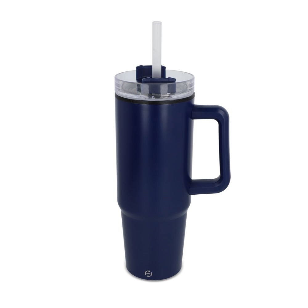 Miami beker met handvat en rietje 800ml - Donkerblauw