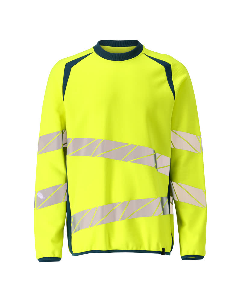 Sweatshirt - hi-vis geel/donkerpetrol