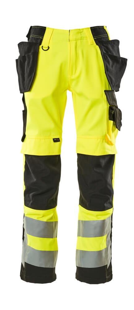 Broek met spijkerzakken - hi-vis geel/zwart