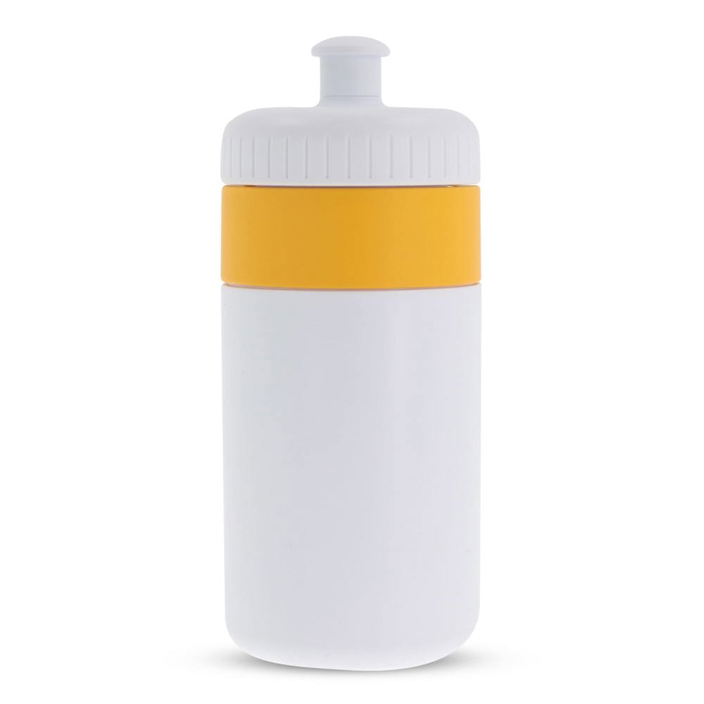 Sportbidon met rand 500ml - Wit / Geel