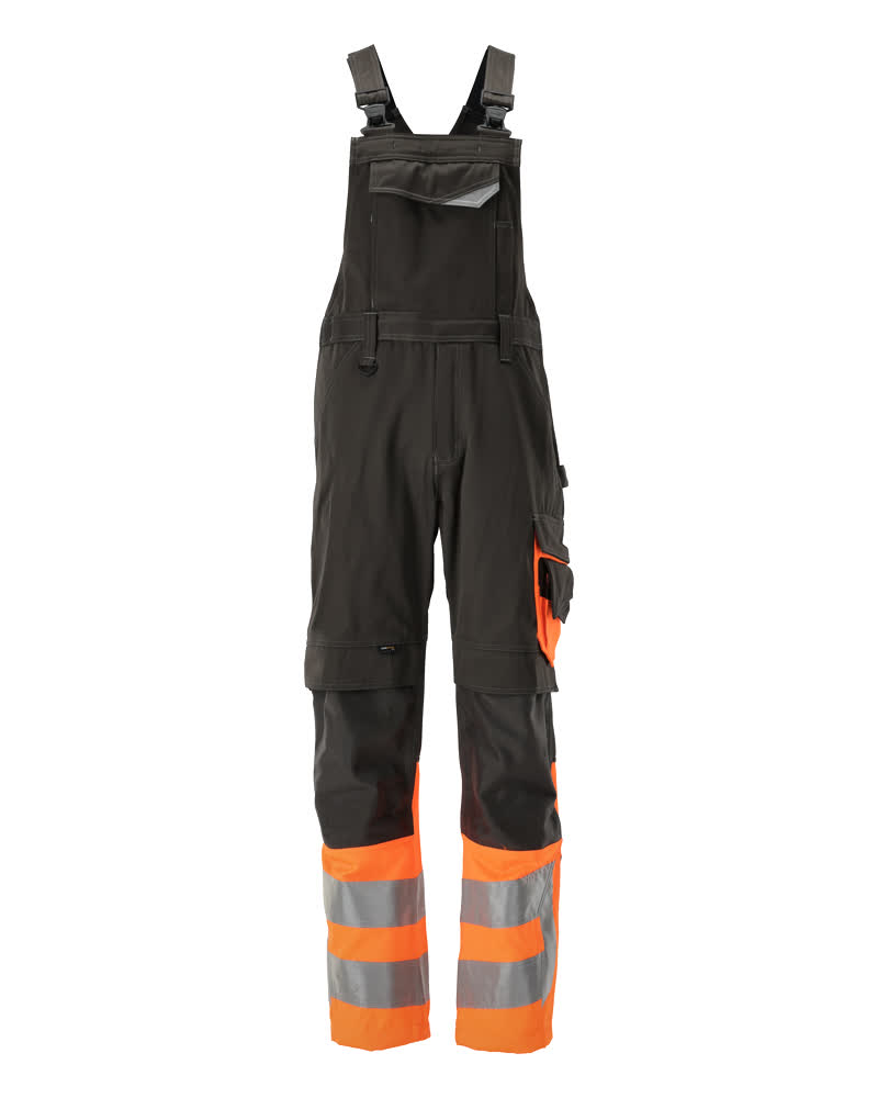 Amerikaanse overall met kniezakken - donkerantraciet/hi-vis oranje