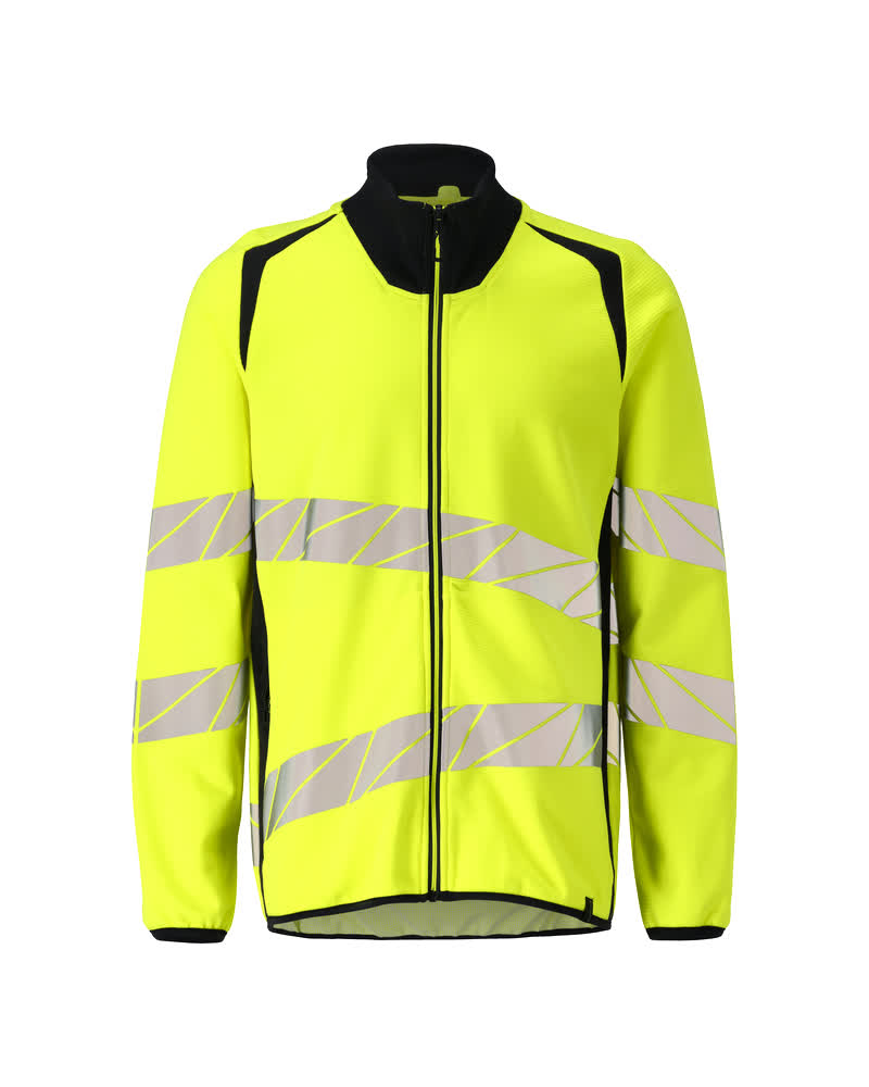 Sweatshirt met rits - hi-vis geel/donkermarine