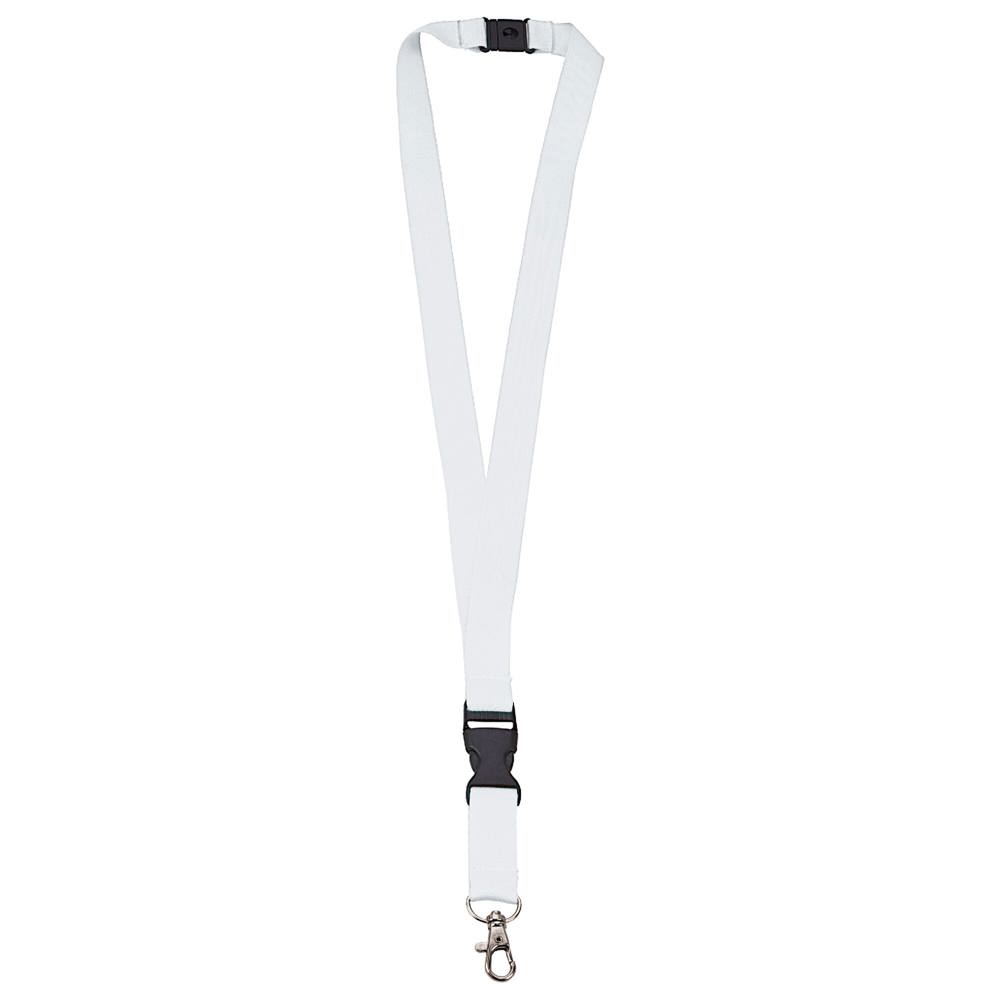 Polyester lanyard 20 mm met gesp en haak - Wit