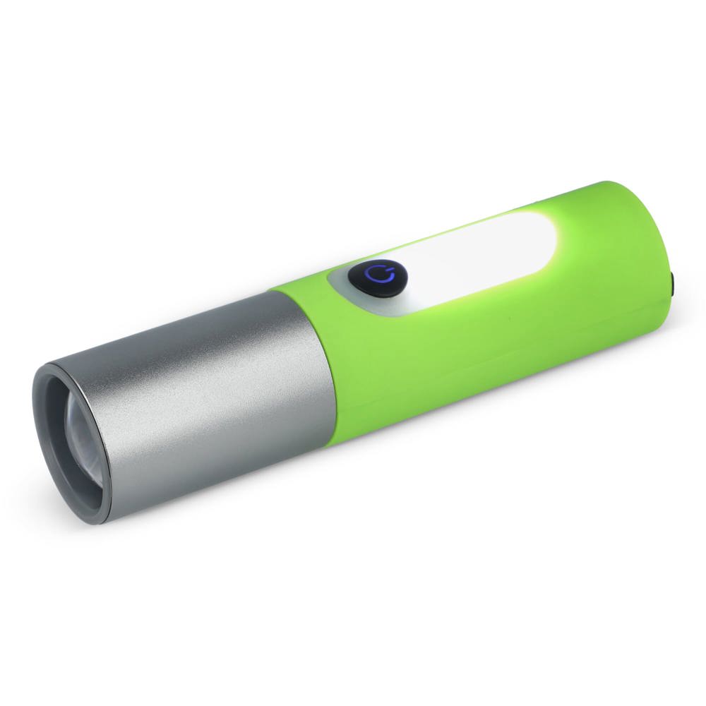 Oplaadbare 10 W LED-zaklamp met zoomfunctie 300 lm - Lichtgroen