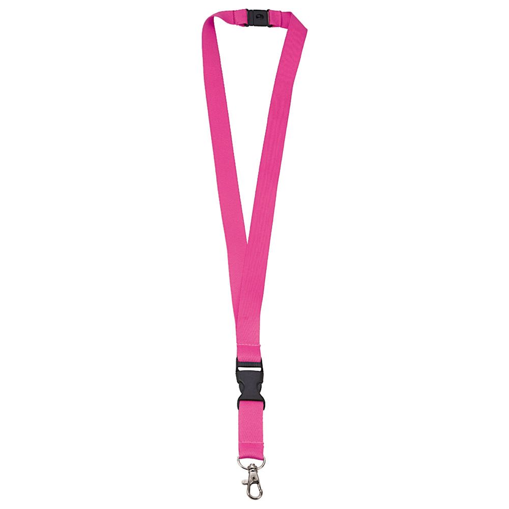 Polyester lanyard 20 mm met gesp en haak - Fluor assorti / Paars