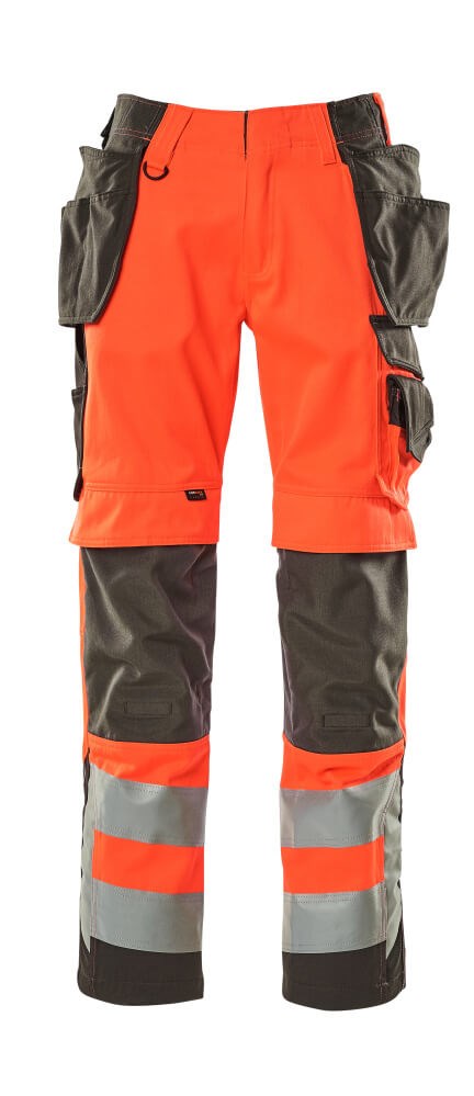 Broek met spijkerzakken - hi-vis rood/donkerantraciet
