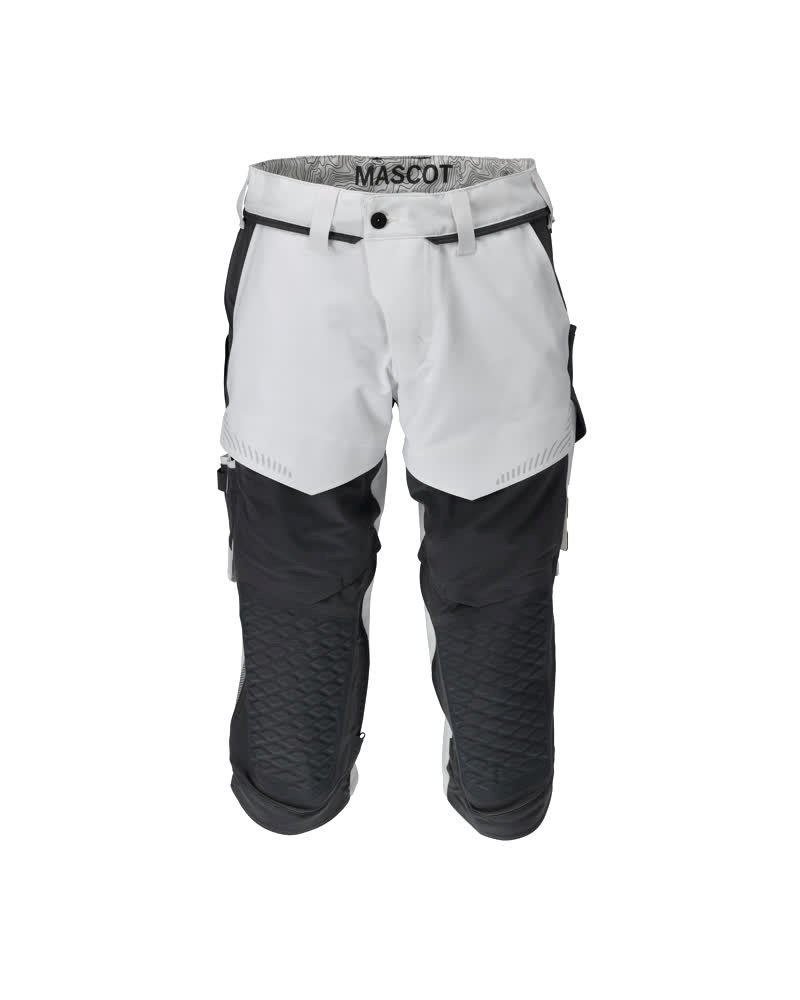 Driekwart broek met kniezakken - wit/steengrijs