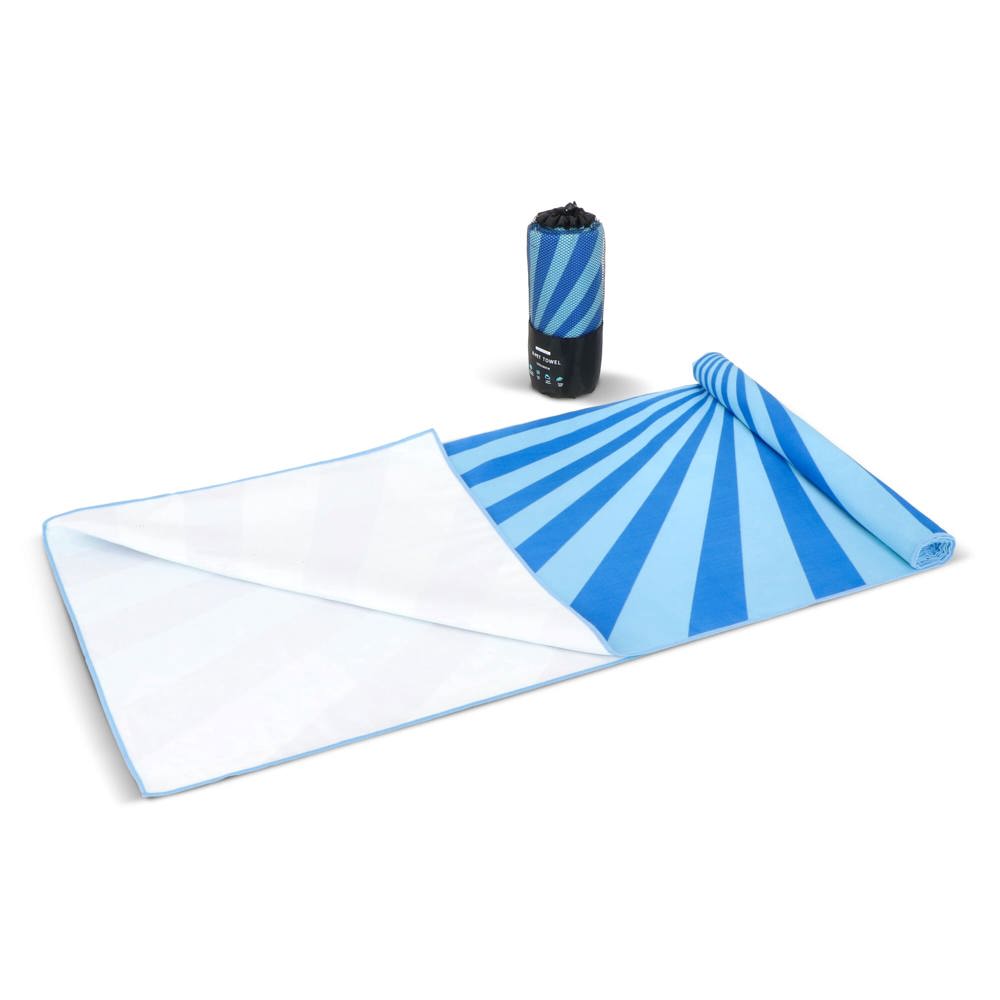 R-PET sneldrogende strandlaken 100x180cm met opbergzak (200g/m²) sublimatie - Blauw