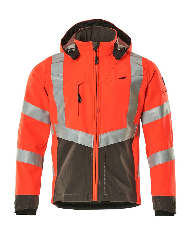 Softshell jas - hi-vis rood/donkerantraciet
