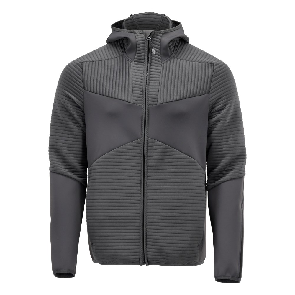 Fleece capuchontrui met rits - steengrijs