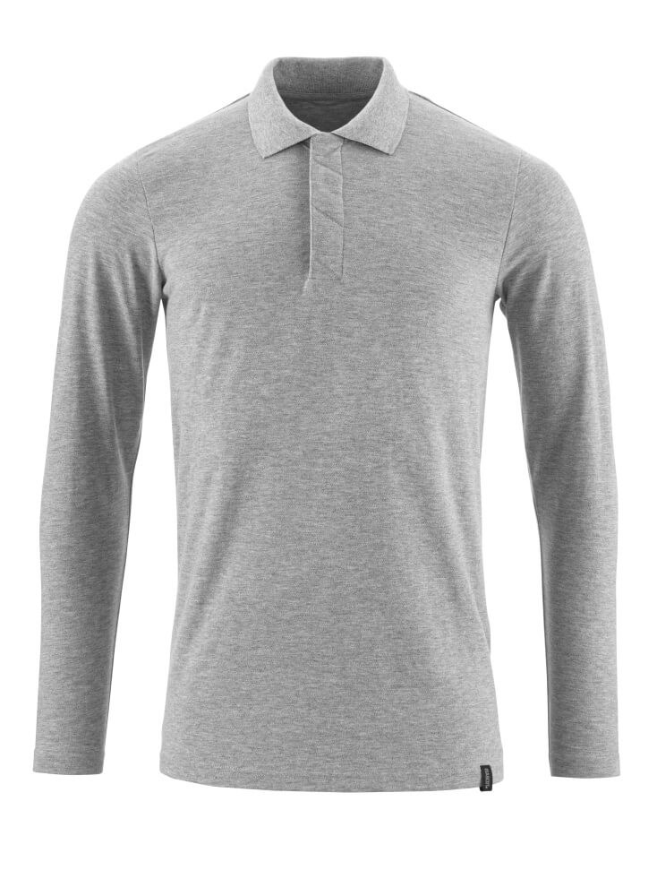 Poloshirt, met lange mouwen - grijs-gemêleerd