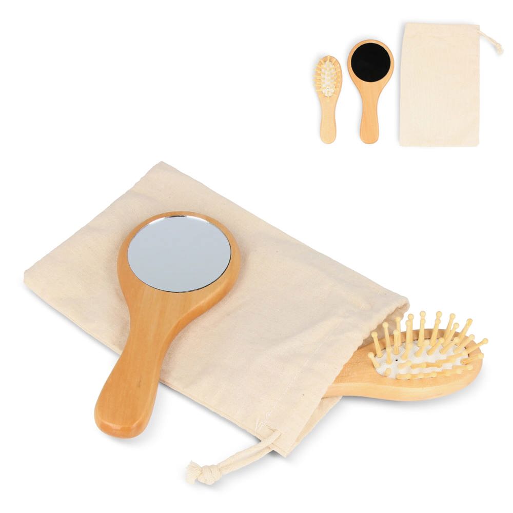 Schima superba hout Borstel &amp; Spiegel set