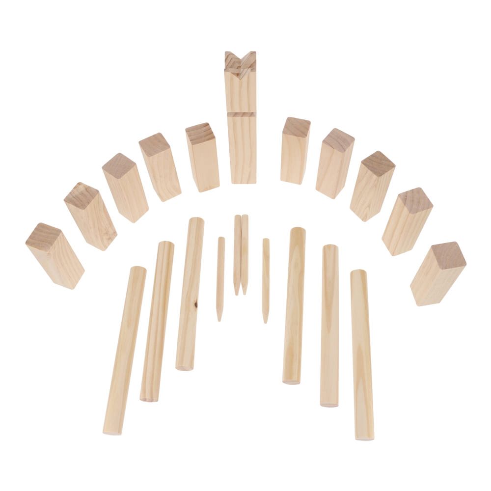 Houten Kubbspel in katoenen pouch