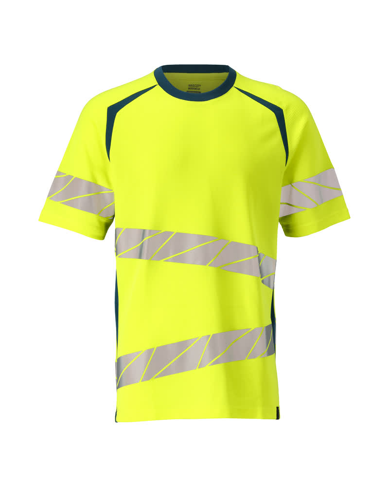 T-shirt - hi-vis geel/donkerpetrol