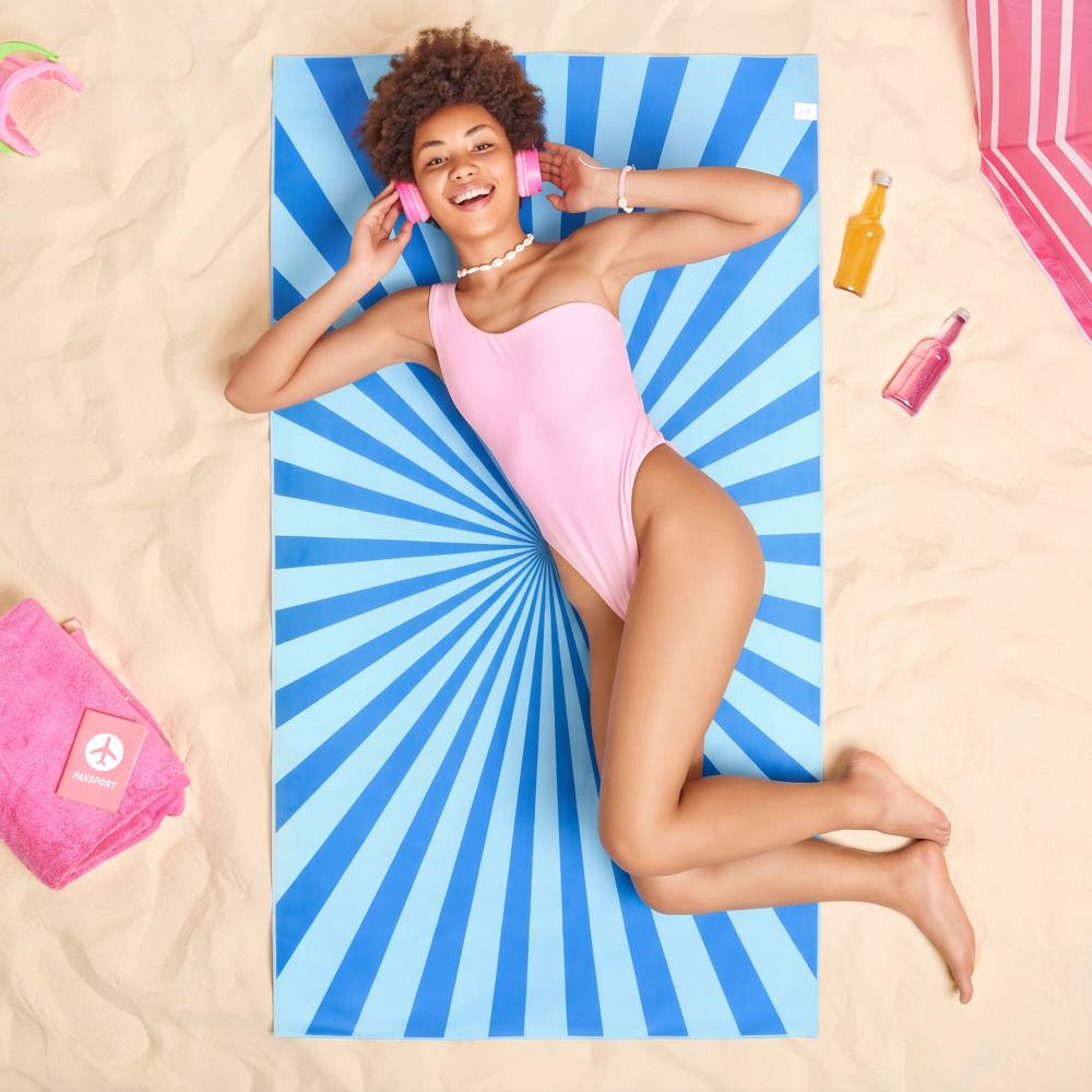 R-PET sneldrogende strandlaken 100x180cm met opbergzak (200g/m²) sublimatie