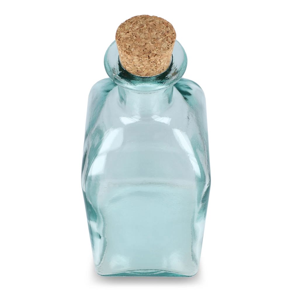 InSideOut Vierkante Gerecycled glas Waterfles ReuuZ met kurkstop 1L