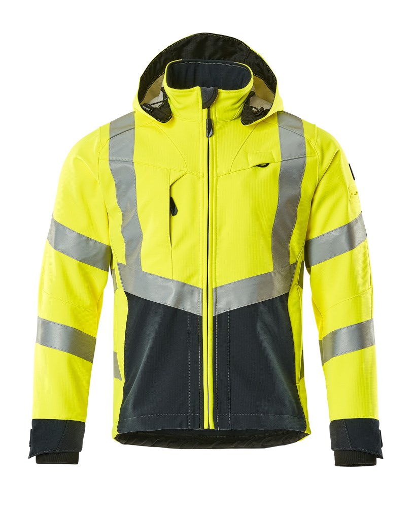 Softshell jas - hi-vis geel/donkermarine