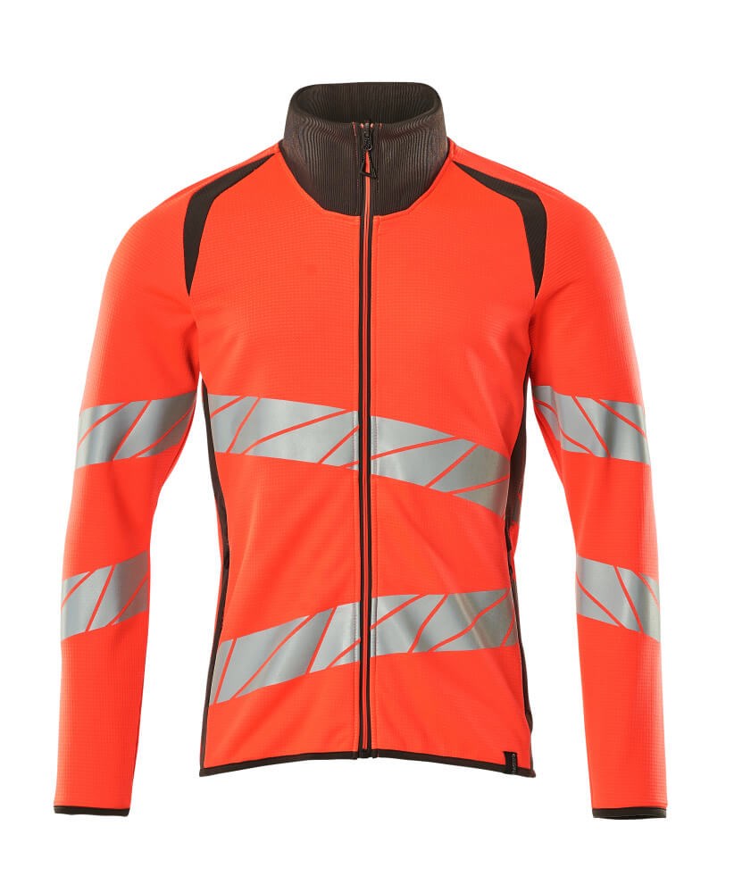 Sweatshirt met rits - hi-vis rood/donkerantraciet
