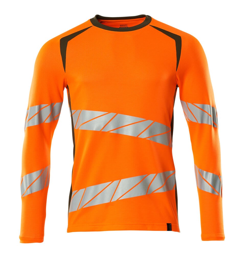 T-shirt, met lange mouwen - hi-vis oranje/mosgroen