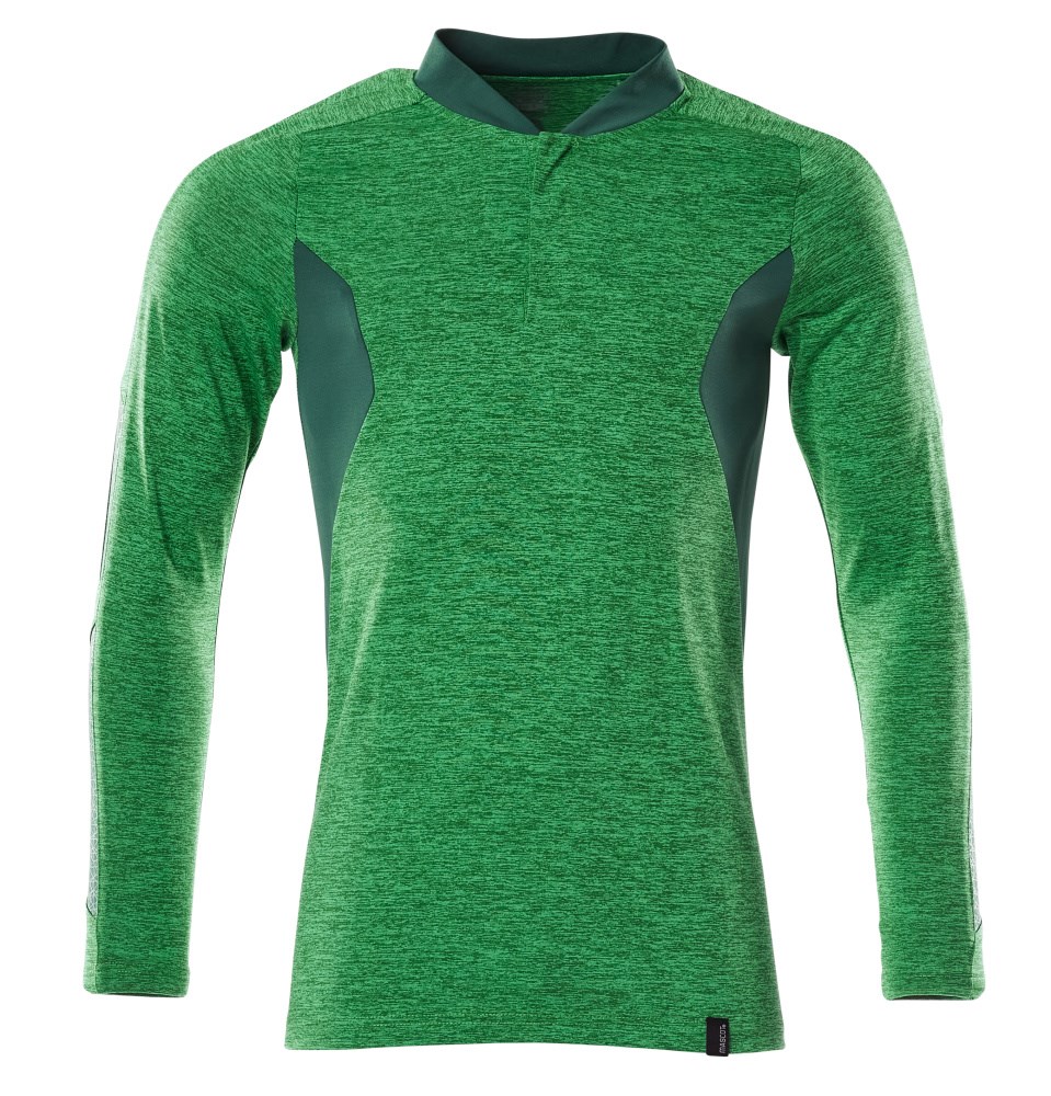 Poloshirt, met lange mouwen - helder groen-gemêleerd/groen