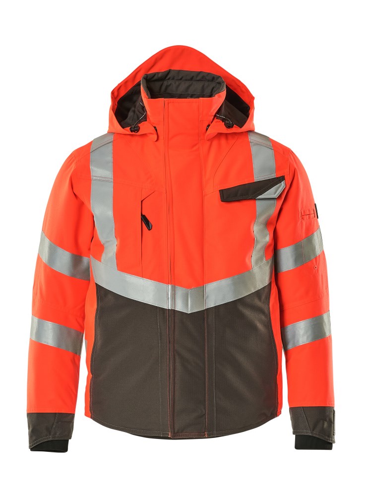Winterjas - hi-vis rood/donkerantraciet