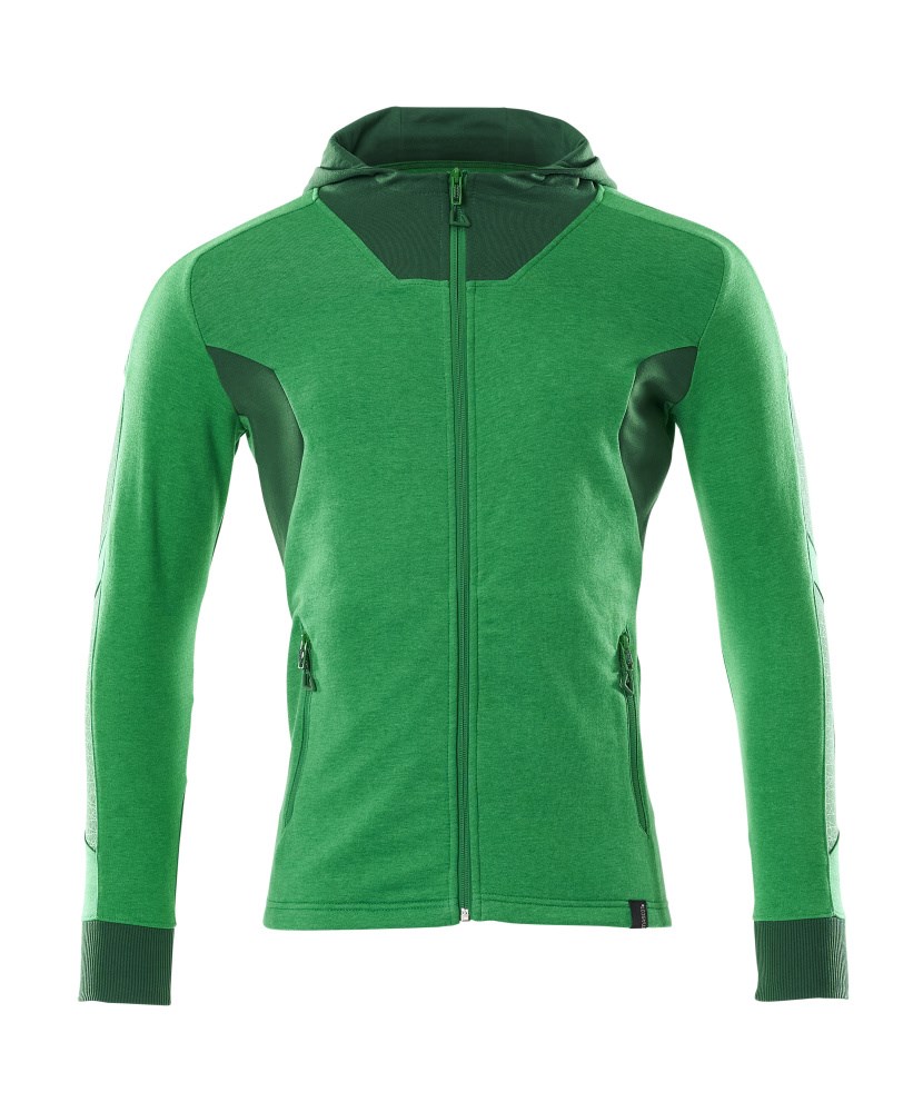 Capuchontrui met rits - helder groen/groen