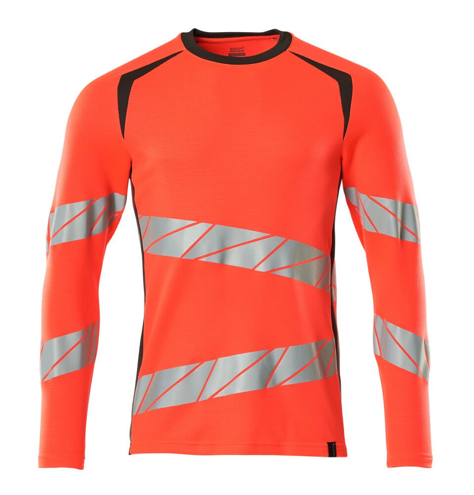 T-shirt, met lange mouwen - hi-vis rood/donkerantraciet
