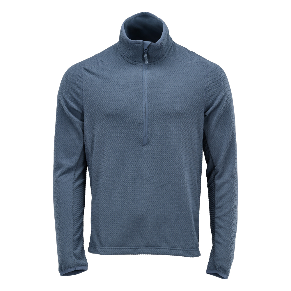 Microfleece trui met korte rits - steenblauw