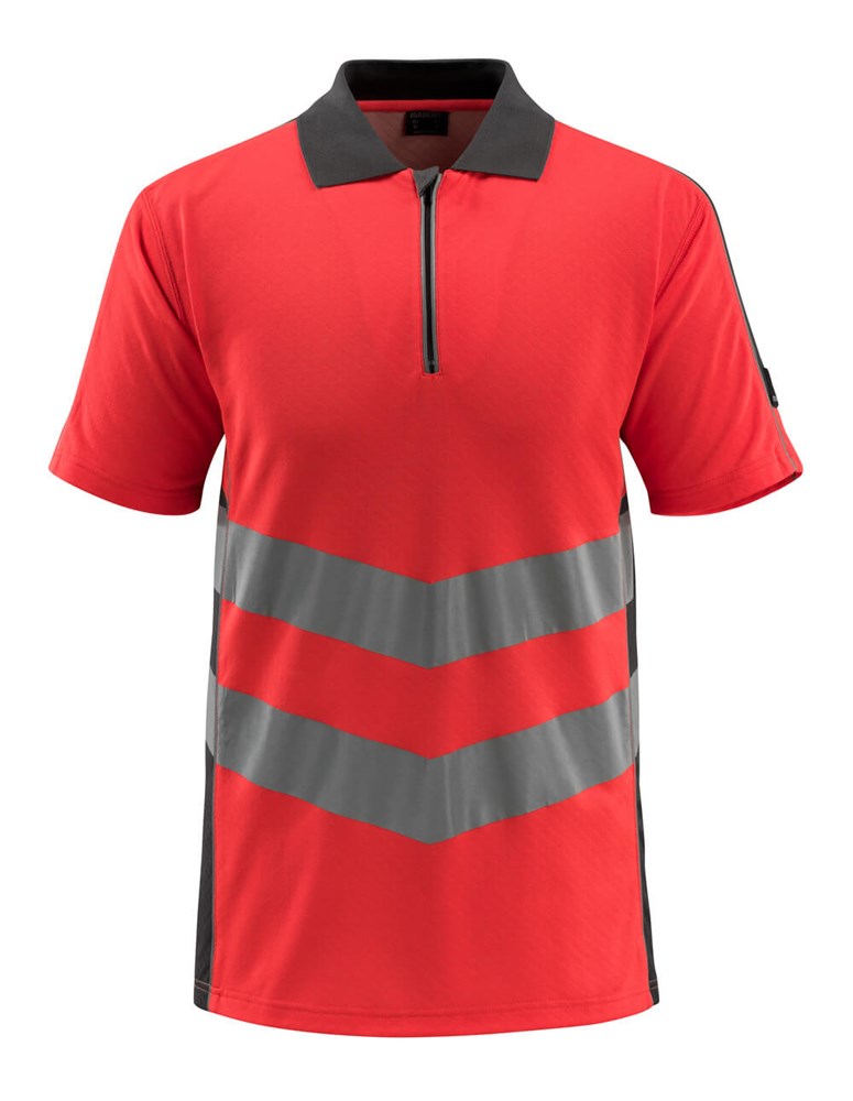 Poloshirt - hi-vis rood/donkerantraciet