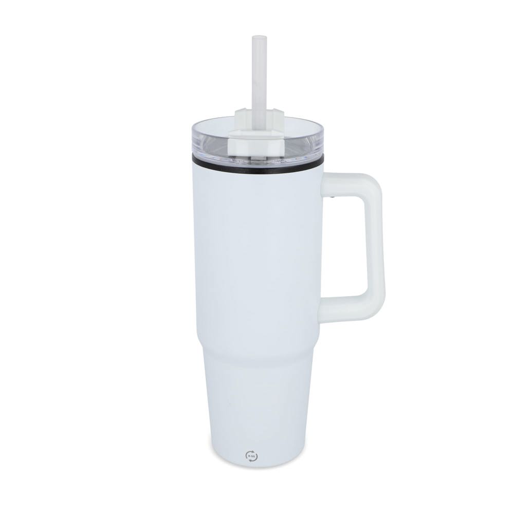 Miami beker met handvat en rietje 800ml - Wit