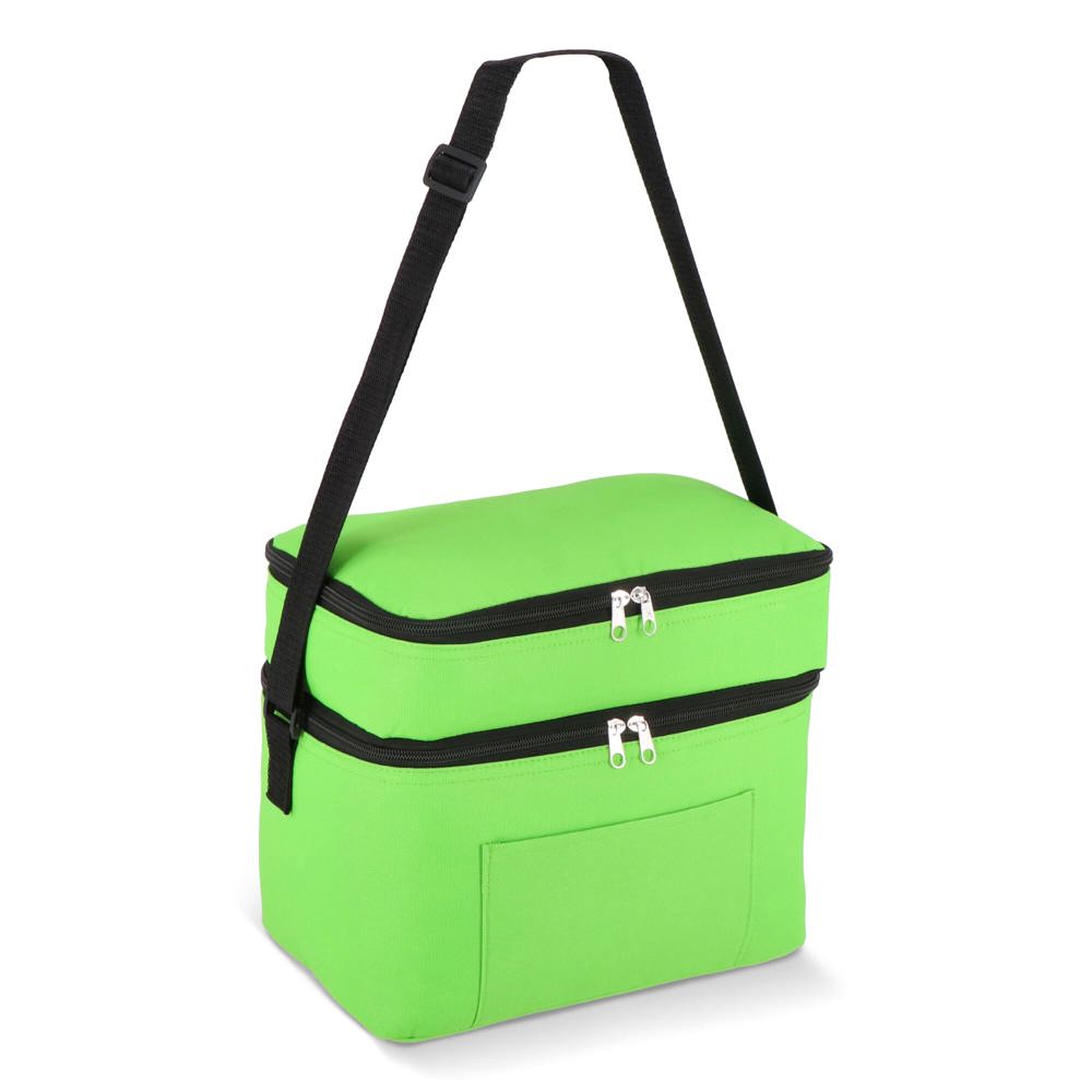 R-PET 600D koeltas met dubbele compartimenten, 30 x 20 x 24 cm, 12L - Lichtgroen