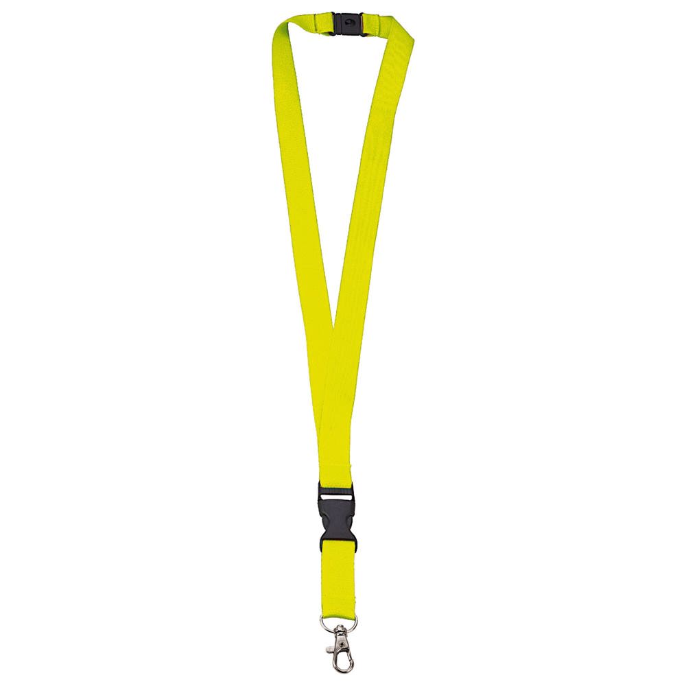 Polyester lanyard 20 mm met gesp en haak - Fluor assorti / Geel